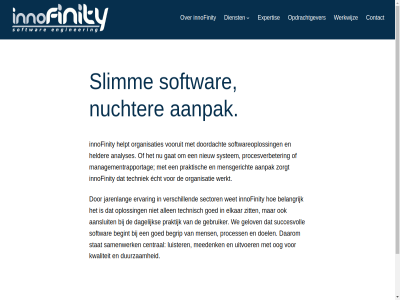 aanpak aansluit allen analyses begint begrip belangrijk central consultancy contact daarom dagelijk detacher dienst doel doordacht duurzam echt elkar enginer ervar expertis ga gat gebruiker gelov goed helder helpt inhoud innofinity jarenlang kwaliteit luister managementrapportag meedenk mens mensgericht nieuw nuchter oog opdrachtgever oploss organisatie organisaties praktijk praktisch process procesverbeter project samenwerk sector slimm softwar softwareoploss stat succesvoll system techniek technisch uitvoer verschill vooruit we werkt werkwijz wet zit zorgt