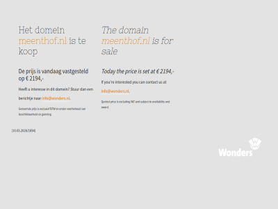 /1894 10.03.2026 2194 and at availability award berichtj beschik btw can contact domain domein exclud exclusief for genoemd gunning if info@wonders.nl interes interested kop meenthof.nl pric prijs quoted re sal set stur subject the to today us vandag vastgesteld vat voorbehoud you