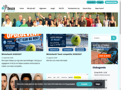 +31 00 09 11 12 134 16 17 1791 19 2025 2026 2026/2027 22 222 24 27 30 315 40635216 aanmeld aanwez accepter agenda algemen ander at augustus avond ban built burg by club clubagenda competitie contributie cookies copyright den deuc enthousiast extra februari foto gebruik gehel helas help hom hop hur info@deucetexel.nl informatie inlogg jeugd jij joy klik knltb knltb.club kvk kvk-nummer led les lid lisa maakt maart mak menu nieuwsbericht nummer ochtend opgegev padel powered privacybeleid racket racket-avond racket-ocht reserver routebeschrijv senior sep september shop sit tennis tennis/padel tennisschol texel volg we weiger wij wijzig winterhardt