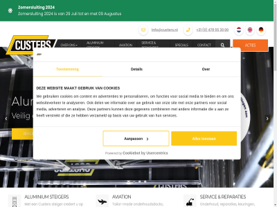 +31 0 00 09 1 2 2024 29 3 30 33 4 478 5 55 5804 7 8 9 9000 aanmeld aannemer aanpass aanschaf acties advertenties adverter advies ae algemen allergrootst aluminium analys analyser assortiment augustus aviation basis bedrijfsprocess bekijk belangrijkst betrouw bied biedt blijf blijv boet boetes bovendien by combiner concessies contact content controles cookiebot cookies creeert custer dankzij del deskund detail ding disclaimer diver doet duurzam een efficient eig elk erkend fabricag first functies gebruik gegeven gemen gen goed grag grot guard het hoogt hoogwaard hoogwerker industrie info@custers.nl informatie innovatie inspectie juli keuring keurmerk kies kiez klant klantenbestand klar klein kwaliteit led lever lop luchtvaart luchtvaartmaatschappij maakt maatwerk maatwerkoploss mad mak material medewerker media method mobil nederland netwerk nieuw norm onafhank onderhoud onderhoudsdock onz opdrachtgever partner personaliser powered privacy product regelgev reparaties rolsteiger routebeschrijv saf safety samenstell schilderbedrijv servic serviceafdel servicebedrijf services sit smakterweg social special stabiel stan statement steiger szw tailor tailor-mad td toestan toestemm topkwaliteit trapp uitdel uitgevoerd usercentric veeleis veilig venray verhuurbedrijv verstrekt verwacht verzameld voldoen volled voorkom voorwaard vorm vsb war we websit websiteverker werk werkbordess werkplek werksituatie wet wij will www.custers.nl zer zomersluit