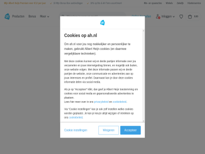0.00 10 12 2x 404 aanbied accepter advertenties ah ah.nl albert assortiment be bestell binn bio bonus box buit communicatie cookie cookiebeleid cookies could daarmee daarnaast deal del derd extra found ga gebruikt gef gepersonaliseerd geplaatst heijn hoofdinhoud informatie inlogg instell interesses internetgedrag intrek jar jou jouw keuz klantenservic klikt korting les mak makkelijker media mogelijk not onlin onz pag partij pass per persoonlijker plaats premium privacybeleid product profiel snel social spaaracties spar techniek terra this toestemm vergelijk verzamel via volg websit weiger welk wij wijzig win winkel zakelijk zoek