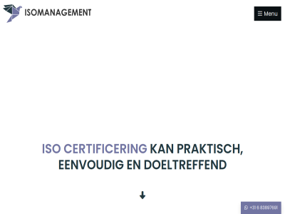 +31 6 83897691 certificer doeltreff eenvoud iso isomanagement menu praktisch reden webdesign