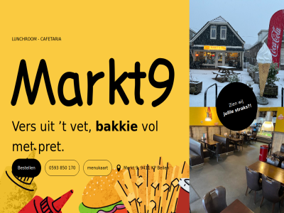0593 170 850 9 9411 bakkie beil bestell cafetaria jullie kp lunchrom markt markt9 menukaart pret strak t ver vet vol wij zien