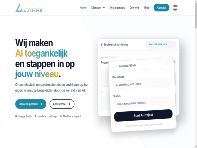 +31 +34 0 18 2026 40 6 7 80 82 95375244 aanpak advies ai ai-advies ai-expert ai-expertis ai-oploss ai-toepass ai-traject all allen analys ander automatiser b.v bedrijf bedrijfsprocess bedrijv begeleid begrijp begrijpt bied black blog box btw concurrentie consultancy contact data dataveil dienst direct dutch echt eerlijk effectief efficientie eig ervar expert expertis focus gan gebundeld geneuzel gesprek gid gids goed grag helder help herken hom huidig ieder impact implementatie implementer info@lumans.ai ingewikkeld inricht introductie jar jouw juist kiez koffie kopj kvk laagdrempel les liv loopt luman mak max mee meetbar missie navigatie nem niek nieuw niveau niveaus nl867106220b01 ondersteun ontdek onz oploss organisatie person plan policy praktisch privacy professional reserved resultat right roadmap sam slag slim slimmer stapp start status stell strategie strategisch team technisch technologieen toegank toepas toepass traject transparant twee uitdag veelgesteld verder verschill vertell voelt vrag vriend war we wereld wij workshop zet zodat
