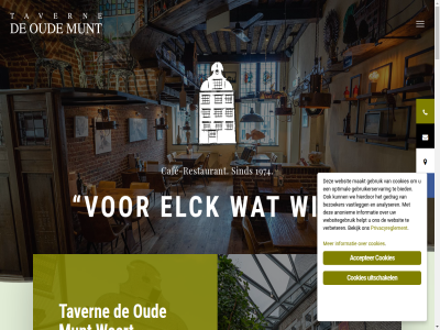 /tavernedeoudemunt 0495 10.30 100 11.30 12.00 1974 22.30 23.30 40 521635 6001 7 70 aanmeld accepter achter allerlei alvast analyser ann anoniem avond bedien bekijk beschik bezoek bezoeker bied bijzonder boek borrel brillenkist buit caf cafe-restaurant claus combiner compliment contact cookiebeleid cookies culinair culturel dag dat deelder dijk diner diner-kadobonn dinsdag doe donderdag dooret dr eerst eh elck elk ervor etag eten even evenement gast gastenboek gat gebruik gebruikerservar gedrag geexposeerd geleg gemiddeld gemoed gesprek gev gevestigd goed half hang heerlijk helpt hierdor informatie jar jules kadobonn keuk keuzemenu ko kom kruidenbitter kunt kwart lang les leuk lez locatie loopafstand lopend maakt maandag man menu menukaart metier munt muntpromenad munttheater neg nem nieuw nieuwsbrief normal onz open optimal orginel oud per person populair prijs prijsklass prin privacyreglement rechtstrek reserver restaurant s schilderij sfeervol sfer sind soort stuk t/m tavern telefon telefonisch theater trein twaalf uitbater uitschakel uitsluit uur vastlegg verbeter verkop vernieuw vondel vriendelijk vrijdag wagon wanner war we websit websitegebruik weert wens wij wil zaaltj zaterdag zelv zorg