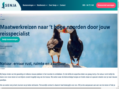 +31 -01 -11 -12 -2025 -2026 0 04 085 10 100 13 148 2.495 2.595 20 2025 2026 25 5 5.450 6814 72 8 85 aanbevol aandacht aangepast aanpass aanvrag adviser af afrika afsprak algemen alhoewel all amerika ander antarctica antoinet antwoord arnhem autoreis avontur azie bakker basis bekend bekijk belangrijk bell bent berg best bestemm beter bijvoorbeeld binn blijv blog boss breng communicatie contact contactperson cookies cruis daarom dag dalarna december del desiree dezelfd direct duurzam echt eig eiland eindeloz en erg ervan ervar esmay evertslan expeditie expertis faeroer familiebedrijf fantastisch favoriet finland fjord frank gan gastvrij geboekt georganiseerd geregeld geregistreerd gespecialiseerd gesprek gesteld gevoel geweld gewon gezien goed grag groenland grot handelsmerk hangt hel helemal hog hoofd horst hotel houd hout huisjes huurauto idee ijsber ijsland ils individuel info@senja.nl informatie inschrijv interes izak jar jh jongst jou jouw juist juni kan kantor ker kijk kinder klar klein kleinschal koffie kom kort kristiansand kunt lag land lang lapland latijn latijns-amerika les leuk liefd liever linda locatie locaties lofot maakt maatwerk maatwerkreiz mail mak marit massa mat meest middenin mogelijk mooi mooist natur net nicolien nieuw nieuwsbrief noord noord-noorweg noorweg november oceanie odet oktober omgev ontdek onvang onz oog overnacht p.p pareltjes person plan plek plezier poort prachtig prat prettig privacybeleid provincie puzzel reis reisblog reisbureaus reiservar reisspecialist reisthema reistijd reisvoorstel reiz review rijk ringweg rob rod ron rond rout ruim ruimt rust s sam schrijf senja sfer sitemap specialist specifiek speur spitsberg stan stat sted stell sterker stijn t team telken ter termijn tessa thijs tijd top trustpilot typisch uitgangspunt uitstek vak vakantie vanaf vanweg veelzijd vel verliep verr vervoer verzeker vind volled vooral voordel voorstel voorwaard vormt vrag vriendelijk war watervall we weg wel wens werk wet wij zeker zer zorg