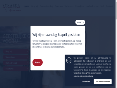 13 2026 31 6 aanvrag all april bekijk contact cookieverklar dag del digital disclaimer dokkum faq geestelijk geslot gezondheidszorg ggz gz heerenven herhaalrecept hom houd hulp les maandag maart mee ondersteun paasdag poli privacystatement psycholog reken sitemap sluit specialist stur synaeda tijd twed vacatur vacatures verpleegkund verwerk verwijz wachttijd wij zoek