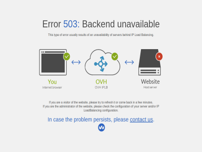 503 a administrator an and/or are back backend balanc behind cas check com configuration contact error few if ip it load loadbalanc minutes or persist pleas problem refresh result server the this to try typ unavailability unavailabl us usually visitor websit you your