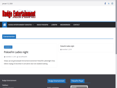 +31 -3012827 -59193524 0 12 20 2019 2026 21 5 6 85 aangedrev activiteit all annuler boeking colormag commerciel complet contact copyright december dienst dubbel edition email entertainment evenement feest ga genoodzaakt gerardpokoefm helas info@rudgeent.com inhoud januari jingles komend ladies ladiesnight lobiefm medewerker media muziek night november player pokoefm productie radio recht rudg spotjes telefon thema themegrill voorbehoud vrijdag we whatsapp wordpres xmas
