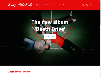 00 15 2026 25 30 40 album bony by cart contact content country/region death doodles driv email eur facebok franc hom hoodie instagram log macaroni merch method new newsletter now official on order our payment powered pric red regular scarf shirt shopify skip subscrib t t-shirt the to video vinyl youtub