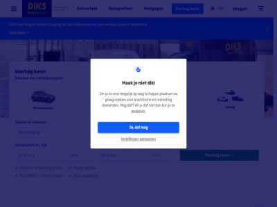00 08 1949 200 aanpass all analytisch annuler auto autoverhur bestelbus borg bovag bovag-partner btw cookies dik diks-voertu dismis doeleind emissie familiebedrijf ga grag gratis help homepag huidig hur huurtarief incl inlever inleverdatum inlevervest inlogg instell jouw kies kiez kun les mag mak market menu milieuzones mogelijk nederland nl onlin onz open ophaaldatum ophal opslagverhur over partner personenauto personenbus plaats prijs selecter sind snel tal tijd toegang verzeker vestig voertuig voertuigcategorie we weg weiger zero zones