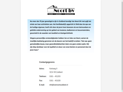 0181 3214 451028 451203 9 adres contact contactgegeven e e-mail fax info@vannoortzuidland.nl kerkweg mail noort telefon vb zuidland