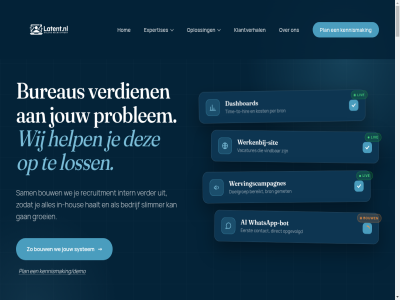 -47420050 01 02 03 06 100 2026 97015377 aantrek achter ai algemen all ander anderman assessment ats bedrijf bedrijv beeld begint bel bell benieuwd bepaald bereikt besliss best betal binn binnenkort binnenuit blijft bot bouw bouwsten branches branding breng bron bureau bureaus campagnes chemie communicatie contact content cookieverklar dak dashboard data direct diver doelgroep duurt duurzam eat ebert editor een eerst eig elk employer ene erin eruit ervar expertises flauw fotograf funder funnel gan geimplementeerd geld gelov gemet gesteld goed groei groeit haalt hal hangt hebt helder help hera hieronder hir hog hom hous huis ie implementatie in-hous indicatie industrie info@latent.nl interim intern invester jij jou jouw juist jullie kennismak kennismaking/demo kijk kijkj klantverhal klar klikt komt kort kost krijgt kunt kvk kwaliteit lang lat latent.nl legg leverancier lijntjes liv loss machin mail market marketer media meebouw meedenkt meegroeit meest meewerkt mens met misschien moet naast nam natur navigatie nieuw nodig nul nummer official onderbouw onz opbouw opgevolgd oploss opnem opnieuw overzet par partij partner past per performanc plan precies privacybeleid problem process realiteit recht recruiter recruitment recruitmentstrateg rpo s sam samenwerk scherm selectiebureau sit slimmer social specialist stan stap stat strategie stur system talent team technici telken terug tim time-to-hir to tol total training traject tuss vacatures veelgesteld verder verdien verhuurt verschil video videograf vindbar voorbehoud voorwaard vraagt vrag waarmee waarom war we wel welk wer werk werkdag werkenbij werkenbij-sit werkt werving wervingscampagnes whatsapp whatsapp-bot wij zie zit zodat zoek