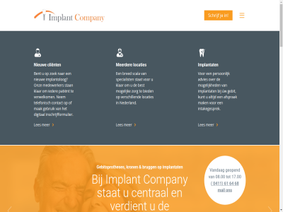 0411 08.00 17.00 2026 5283 61 64 68 9a advies afsprak all bent best bied boxtel bred brugg central client company contact dental digital direct dukat gebit gebitsprotheses gebruik geopend hom hoogst ieder implant implantat implantolog info@implantcompany.eu inschrijfformulier inschrijv intakegesprek keistoer klar kron kunt les locaties mail mak medewerker meerder mogelijk nederland nem nieuw ontwikkel onz patient person pj recht scala schrijf specialist stan standaard stat telefonisch uw vandag verdient verschill verwelkom voorbehoud webdesign zoek zorg