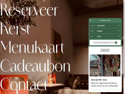 cadeaubon contact diner dok fem kerst lunch menukaart ontbijt reserver werk
