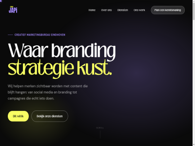+31 02 2025 57 58 6 71 84 97233854 algemen bekijk blijft branding campagnes contact content creatief dienst durv echt eindhov groei hang help hom ideeen info@studiojapi.nl instagram japi kennismak kust kvk lat linkedin marketingbureau media merk navigatie onz plan scherp scroll slimm social strategie studio tiktok v.o.f vall vertrouwd voorwaard war werk wij zichtbar