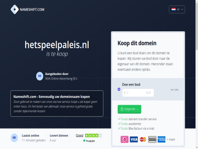 11 2004 2026 2288aa 24 6 88910652 aangebod aankoopprijs accepteert advertis allemal assistentie aud b.v bedraagt benodigd bent best betaalmethod betaalt bezit bijkom binn bod breng btw btw-factur cad chf commissie currency czk dienst direct direct-kop dkk doe domainexpert domein domeineigendom domeinnam doorlooptijd duurt e e-mail eenvoud eigenar enig enkel escrow eur eventueel excl extra factur gat gbp gebeurt gebruik gegeven gehel geinteresseerd geled gemiddeld gratis hetspeelpaleis.nl hieronder hkd hoelang huf jpy jullie kop koper kost kunt kvk laatst languag levert loopt mail mak menu minut mogelijk nameshift.com nauw nb nederland nl nl864820458b01 nok nva nzd onlin onz open opties overdracht overdrag overeengekom pln prijs reken rijswijk risico ron sam sek servic sgd sinc slecht snel stan steenplaetsstrat stur transfer uiteraard usd uur veelgesteld veilig verkoper verkrijg via volgend voordat vrag welk werk wij wilt zar zodat zorg