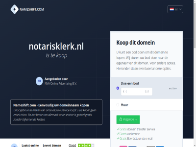 1 2004 2026 2288aa 24 6 88910652 aangebod aankoopprijs accepteert advertis allemal assistentie aud b.v bedraagt benodigd bent best betaalmethod betaalt bezit bijkom binn bod breng btw btw-factur cad chf commissie currency czk dienst direct direct-kop dkk doe domainexpert domein domeineigendom domeinnam doorlooptijd duurt e e-mail eenvoud eigenar enig enkel escrow eur eventueel excl extra factur gat gbp gebeurt gebruik gegeven gehel geinteresseerd geled gemiddeld gratis hieronder hkd hoelang huf hur jpy jullie kop koper kost kunt kvk laatst languag levert loopt mail mak menu mogelijk nameshift.com nauw nb nederland nl nl864820458b01 nok notarisklerk.nl nva nzd onlin onz open opties overdracht overdrag overeengekom pln prijs reken rijswijk risico ron sam sek servic sgd sinc slecht snel stan steenplaetsstrat stur transfer uiteraard usd uur veelgesteld veilig verkoper verkrijg via volgend voordat vrag welk werk wij wilt zar zodat zorg