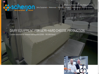 01077568 100.000 14 2000 9231 a about and b.v ches contact container cookies custom dairy development disclaimer download e english equipment faq for gr guides handling hard help holland info@scherjon.nl information installation kvk lauwersweg liter mad maintenanc making milk mobil mould ned netherland new next our pag part partner phas post post-project preliminary pressing prev privacy process production project quot references request scherjon semi semi-hard services sitemap solution spar surhuisterven the tip unit us work