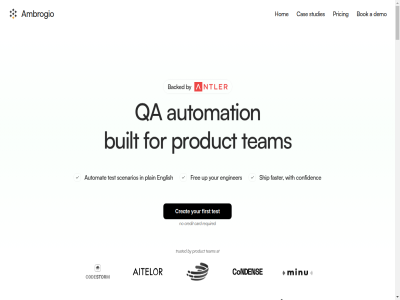0 000 1 10 100 250 3000 30000 4 400 499 5 79 a about accelerat action ai ambrogio an and answer at automat automated automation b back backed based benefit bok bottleneck build button by c card cas clicking cod common confidenc creat credit d dedicated demo e enginer english every execution explor f faq faster features first for form free generat growth guarantee has hom i individual into l lik m manag manual money money-back month n ned no no-cod o on one or our p partner per plain pricing product q qa question r releas required s scal scenario scenarios ship smarter start starter step studies t team test testing the to toolkit trusted typical typing unlimited up us user who with writ your