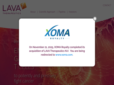 2025 21 about acquisition and approach are being cancer cell completed contact content delta engag fight gamma innovation investor its lava n.v november on pipelin potently precisely redirected royalty scientific skip t therapeutic to www.xoma.com xoma you