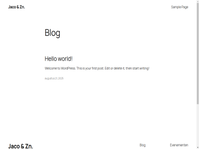 2025 21 augustus auteur blog delet edit evenement faq first fiv ga gewon hello inhoud it jaco ontworp or pag patron post s sampl start thema then this to twenty twenty-fiv websit welcom winkel wordpres world writing your zn