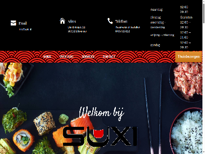 00 0485 12 20 21 2b 30 325122 5831 adres bel best bestell boxmer contact den dinsdag donderdag email entrepot geslot hom info@suxi.nl klant lekkerst maandag ok onz plaats reserver restaurant review services sushi suxi telefon thuisbezorg vind vrijdag welkom woensdag zaterdag zondag