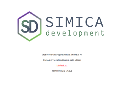 0172 263101 bereik bijna development info@simica.nl mail ontwikkelt onz simica telefon telefonisch uiteraard ver via we websit wel