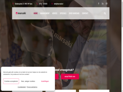-273055 0113 08.30 17.00 21 273055 4461 a accepter advies akkoord al bel bereik beter commercieel contact contactgegeven cookiebeleid cookies cpoz d disclaimer e email expert g ga gebied gebruikt gevestigd goes grot help het hom hp i info@marsaki.nl initiatief instell j k kleinschal koploper l m maandag mail management marsaki media n nederland nee o onderwijs ontwikkel onz opdrachtgever opgav opnem over p portfolio privacy privacyverklar projectmanagement projectmanagementbureau qputer r realisatie s social special stationsplein stichting t t/m team toekomst uitvoer uur v vastgoed vastgoedadvies vastgoedmanagement vastgoedopgav verbeter voorwaard vraagstuk vrijdag w websit weiger werk woningcorporaties zorginstell zuidwest zuidwest-nederland