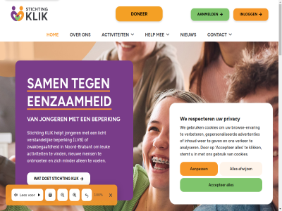 1 100 2 2026 3 7 868702559 98920162 aanmeld aanpass accepter activiteit advertentie advertenties afwijz allen analyser anbi bedenk bedoeld begeleider beperk brabant brow browse-ervar chat company contact cookie cookies diver doet doner eenzam ervar even ga gebruik gepersonaliseerd gev grag hart help helpt hom hulp iban inhoud inlogg jonger klik kom kun kvk les leuk licht lvb manier mee mens minder nem nieuw nl07bunq2188186273 nodig noord noord-brabant nr ontmoet opnem ouder ponck privacy privacyverklar realisatie respecter rsin sam schol sluit stemt stichting the toestemmingsvoorkeur verbeter verker verstand vind voel we web webdesign websit welkom welzijnsorganisaties wer wij will zoekt zwakbegaafd