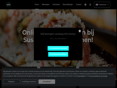 1 10 1x 5 accepter actie actiecod advertenties afhal analytic android app beher beoordel best bestel bestell bezorg brother cod contact cookies daarnaast download eenvoudiger elk ervar ervor gebruik gegeven gepersonaliseerd googl hom huidig informatie instell kiez klant korting krijgt kunt lover market menu menukaart nederland officiel onlin onz party per privacybeleid privacyverklar punt services sneller spaarkaart spaart spar sushi third third-party vandag verbeter verwerkt via vind vooruitbestell websit weiger welkom wij wilt zalm zorg zutph