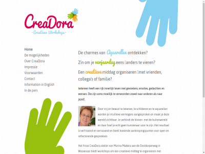 06 206 21 216 2242 66 aangesprok aanknopingspunt afleid all allemal ander aquarell aquarelmiddag atelier avond basis behoeft belev bewust biedt binn boeiend buitenwereld charmes collega contact crea creadora creatiev daarnaast deelnem doorbrek dora e echt eenzam emoties engel english familie fran fris gedacht gesprek gevoelen gezelschapp herstelperiod hoef hom iederen impressie individuel info information inner international intuitiev jezelf kijk kun kunstenar lev liever link madera mak marina marina@creadora.nu meertal menu middag moeilijk mogelijk naast nederland nl ondersteun ontdek ontstress oostdorperweg open organiser per reflecter resultat rijk rustmoment s schilder som span spreekt t teken therapie tijden verbindt verfriss verjaardag vermogen verrass verwoord vier vloeiend volg voorwaard vriend vriendinn vrij wassenar welkom wens wereld will workshop zichtbar zin zowel