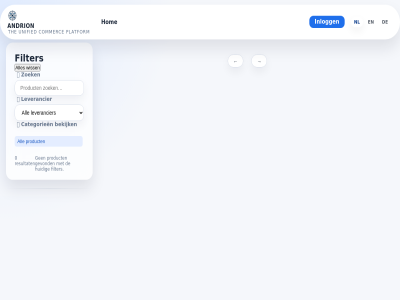 0 all andrion bekijk categorieen commerc filter gevond hom huidig inlogg leverancier nl platform product resultat the unified webshop wiss zoek