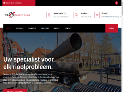 +31615820060 00 13 17 2012 2025 3772 55519970 9.00 aanleg advies afgestemd afsprak all amersfoort barneveld behoeft bel betrouw bied biedt btwnummer central communicatie contact copyright de deskund dienst dienstverlen diepgaand diver doel duidelijk duurzam e e-mail ede effectief effectiev efficient efficientie elk expert expertis focus gat gemaakt gev gouda helder help hom hoogwaard huidig impressie inclusief info@wedienstverlening.nl installaties kapot klantgericht klanttevred klar koppel kruipruimt kvk leiding lever lh loss ma ma-vrij mail mat molecat nem nieuw nl002217593b68 omgev omstrek omvat onderhoud onderscheidt ondersteun onz oploss opricht oud partner plan prioriteit professionel renovatie renover reparatie reparaties reserved resultat richt right riool riooladvies rioolbeher riooldienst riooloploss rioolproblem rioolrenovatie rioolreparatie rioolreparaties riooltechniek rioolvervang scala servic sind slimm snell specialist specifiek stan stat sterk system team telefon toewijd uitgebreid utrecht uur vandag verder vervang volled vrij w.e waarbij we welkom werkgebied werkwijz wij