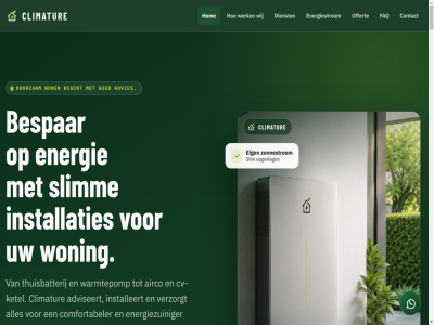 00 01 060 085 09 17 2018 24 3664 aanvrag acht advies adviesgesprek adviseert airco algemen all batterij begint bekijk bespar binn blijvend climatur comfort comfortabeler contact cv cv-ketel dienst doe duurzam ede eig energie energiescan energiestrom energiezuiniger erkend ervar faq garantie gecertificeerd geinstalleerd geplaatst geregistreerd goed gratis hel hom huis info@climature.nl installateur installatie installaties installeert inzicht jar ketel kracht kvk kvk-geregistreerd landelijk ma mat natur nederland offert opgeslag ruim slim slimm thuisbatterij uur vakkund veelgesteld verzorgt voorwaard vr vrag warmt warmtepomp werk werkgebied wij won woning woningtechniek zonnestrom
