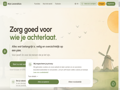 02 2 2026 24 24/jaar 295 58 aanmak accepter achter achterlat algemen all allen anoniem artikel avg b bekijk belangrijk benieuwd bereik bericht bespar beveil bezoekersstatistiek contact cookiebeleid cookies cookievoorkeur dagelijk dashboard detail dierbar digital direct document doordacht e e-mailadres een eenmal erfgoed faq functies gebruik gedacht geeft gemaakt geregeld gezet gezin goed half herinner i iederen inhoud inlogg jan jan-willem jar jezelf jij juridisch k kennisbank kiez kinder kunt lat leg les levenskluis lief maakt mailadres makkelijk mariek meld mens moeder naast nabestaand nalatenschap nam nederland niemand noodzak ondernemer onderwerp ontworp onz opgeslag overled overlijd overzicht partnerprogramma person platform plek praktisch precies privacy privacybeleid puntjes rad recht regel registrer respecter rust sandra september simpel start tariev toegang toestat ton twee uitgangspunt uitvaartwens v vader vanaf vast vastgelegd vastlegg veilig verhal verpleegkund versleuteld verstur verzamel voorbehoud voorwaard vrag websit welk wens werk werkt wij wild willem wist zie zocht zorg