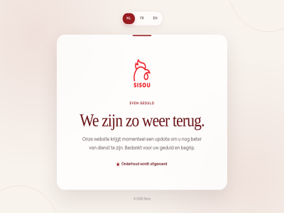 2026 bedankt begrip beter dienst even fr geduld krijgt momentel nl onderhoud onz sisou terug uitgevoerd updat we websit wer