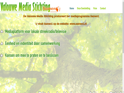 contact doelstell hom media mediaprogramma onz produceert samen1 stichting valouw vindt visie websit www.samen1.nl