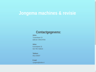 -200207 0512 16 9206 9217 ad adres contactgegeven dracht e e-mail jongema kommisjewei machines mail nijega r.jongema@online.nl revisie rn telefon tussendiep
