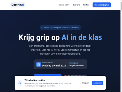 00 09 10 1066 11 1103rd 12 13 14 15 16 19 20 2025 2026 2027 394 45 479 763a 87326663 aandacht accepter achter administratiev afdel afsluit ai ai-gebruik ai-tol ai-train alfa algemen all amsterdam analyser auto b basis begrijp behandel behoud beinvloedt belangrijk beleid beoordel beperkt bereik beschik bespar beta beter binn binnenkort bod bruikbar cao cases chatgpt complex concret contact control cookies cookieverklar cursus daarnaast dag dagelijk dagtrain data datum deelnemer detail differentiatie dinsdag direct docent doctrin doctrinai duidelijk editie eenvoud eerst effectief eig elk enginer enkel enorm ervar ethisch factur financier focuss format fout fraud fysiek gamma gan garander gebruik geerdinkhof gef geld generer gepast geregeld gericht geschikt gezamen goed grag grip groepsgrot helder help hen herkent hoofdstuk huiswerk huizingalan inclusief info info@doctrinai.nl informatie ingezet inlop inschrijv intensiev introductie invester inzet jar johan juist kennis kennismak klar klas koffie kom kostbar krijg kritisch kvk lang lat leerling leerlingniveau leerproces leert ler lespraktijk lesvoorbereid locatie lop lunch lunchpauz mail mak maximal medewerker meegeeft mei menselijk method misbruik mogelijk moment nam naslagwerk nodig o o-afdel omgan ondersteun onderwijs onderwijspraktijk ontstan ontvangt ontwikkel ontworp onz onzeker opbouwt opdracht oploss output ov p per person plek praktijk praktisch precies privacyverklar professionaliser professionaliseringsbudget programma prompt razendsnel recht regel reserver richtlijn ruimt rustig schol schooladministratie schoolleider schoolnam slecht sluit specifiek standaard start stat sterk stur technisch technologie technologisch templates terwijl thee tijd tijden toe toepas toepass toepast toets toetsontwikkel tol training trainingsdag uitdag uitgelegd use uur uzelf vaardig vak vall veelgemaakt veelgesteld verantwoord verbeter verdiep vergoed verker verloopt versnell vertal vertrouw verwerk verzorgd vh via vo voel volg 