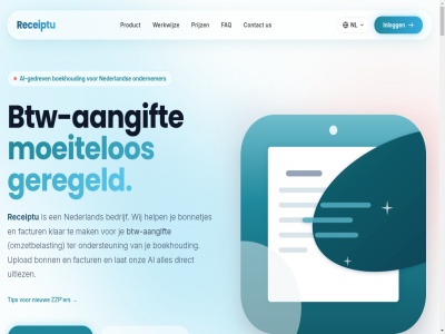-1 /month 0 1 14 15 2 2026 4.99 45 5 50 aangepast aangift aanmak aanmeldt account administratie adviseur adviseur-review adviseurplek ai ai-gedrev ai-uitlez algemen all ander antwoord apparat bedrijf begin beginn begrijp begrip beher bekijk belastingadviseur belastingdienst beperkt bereken betaalverzoek beter bevat blik blog boekhoud bon bonn bonnetj bonnetjes btw btw-aangift btw-bereken btw-rapport btw-review btw-vrag bulk categorieen contact cookie cookie-instell creditcard del detail digital digitaliseert direct doet duidelijk eenmal elk ers factur facturatie faq filter free gebruiker gedrev gegeven geinteresseerd generer geregeld gratis hebt help helpcentrum houdt ideaal informatie inlogg instell juridisch kies klar klein klik kost krijg kunt kwartal lat les maand mak maximal mee meegroei meest menselijk meten min minut moeitelos nederland nem nieuw nl nodig omzetbelast onboard onderdel ondernemer ondersteun ondersteunt onz oploss opzeg ord par partner past per plan plann plek populair premium premium-gebruiker prijz prioriteitsondersteun privacy privacybeleid prober product rapport receiptu recht review s servic start stel stur tag team ter tip toegang twed uitlez upgrad upload us vak valuta vanaf veelgesteld verdel vertrouw verwerk verwerkt voorbehoud voordat voorwaard vrag vreemd wanner war werkt werkwijz wij workflow zodat zoek zzp