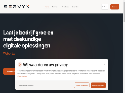 accepter advertenties allen analyser bedrijf beher bekijk bied boek consultatie cookiebeleid cookies deskund digital essentieel gebruik gepersonaliseerd groei hom inhoud klik lat les maakt market media nl oploss privacy recruitment services servyx social stemt surfervar vacatures verbeter verker voorkeur waarder wij