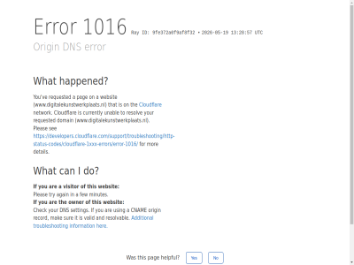 -05 -19 /support/troubleshooting/http-status-codes/cloudflare-1xxx-errors/error-1016/ 1016 13 2026 28 57 9fe372a0f9af8f32 a additional again and are by can check click cloudflar cnam currently detail developers.cloudflare.com developers.cloudflare.com/support/troubleshooting/http-status-codes/cloudflare-1xxx-errors/error-1016/ dns do domain error few for happened helpful her i id if information ip it mak minutes mor network no on origin owner pag performanc pleas ray record requested resolv resolvabl reveal security see setting sur that the this to troubleshot try unabl using utc valid ve visitor websit what www.digitalekunstwerkplaats.nl yes you your