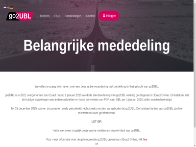 -8229000 088 1 2021 2025 2026 31 aangebod beeindigd belangrijk betekent betrek contact conversies december dienstverlen direct document exact faq format gebruik geinformeerd geintegreerd go2ubl go2ubl-oplossing grag handleid huidig informatie informer inkop inlogg januari klant klik koppel let los mededel meld mogelijk nem nieuw onlin oploss overgenom pakket pdf per rechtstrek tariev telefonisch ubl vanaf verander verkoopdocument via volled we will zoal zull