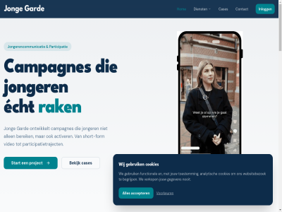 1 1056lc 13 17 18 20 2026 24 25 3 42081216 accepter activer adverter advies all allen amsterdam analytisch banckersplantsoen bedrijfsgegeven begrijp bekijk bereik bureau campagn campagnes cases communicatiebureau contact content cookie cookie-instell cookies creatie creatief dienst doelgroep echt form functionel gard gebruik gegeven hom info@jongegarde.nl inlogg instell jar jong jonger jongerencommunicatie jos jouw kanaalchecker kunt kvk leeftijdsgroep linkedin meerder navigatie nem nooit ontwikkelt onz over participatie participatietraject privacyverklar project publiek rak recht selecter short short-form stap start strategie toestemm verkop video vof volg voorbehoud voorkeur we websitebezoek wet wij