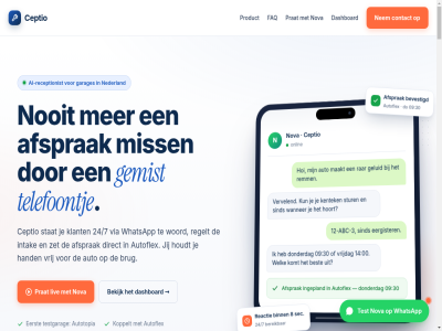 -3 00 02 09 1 12 14 2026 24/7 30 8 a abc afsprak ai ai-receptionist auto autoflex autotopia bekijk bereik best bevestigd binn brug ceptio contact dashboard direct do donderdag eergister eerst faq garag garages geluid gemist hand hoi hoort houdt ingepland intak jij kentek klant komt koppelt kun liv maakt miss n nederland nem nooit nova onlin prat product rar reactie receptionist regelt remm sec sind stat stur telefoontj test testgarag vervel via vrij vrijdag wanner wek welk whatsapp woord zet