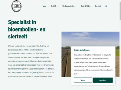 01 06 12 15 1611 1932 2026 22 27 30 53 54 63 65 76 77 accepter actief adres akkoord allen analytisch b.v bart bedrijf bent bestat bezoeker bied bloemboll bol bolbloem bovenkarspel bred bs contact cookie cookies dankzij denk dienst drenth egaliser eig fa familiebedrijf farm firma flevoland flexibel foto frez functionel functioner gan gebouwd gebruik gebruikt gegeven gemodificeerd geschikt gespecialiseerd gouw grondbewerk hel help hierbij hiermee hiervan holland hom info@firmakok.nl informatie instell inzicht juist kamper klantwen klik knolgewass kok land landelijk lat leid lelies limburg loonbedrijf maakt machin machinepark machines marco martijn media mogelijk navigatie nederland nem net noord noord-holland o.a onafhank onz oogst opdracht opgeslag optimal overijssel overtop pagina pakket percel perfect persoonsgegeven pioenroz plant ploeg resultat rod rooiwerkzam scala sierteelt sind snelplanter specialist spit stapj teelt teeltgebied transport tulp uitgevoerd uitvoer uniek verder verzorg video vindt voertuig volled voorbeeld vrachtwagen vrag war we webdesign websit weiger welkom werkzam wij zelf zelfontwikkeld