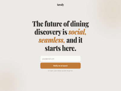 a and at coming dining discovery futur go head her it just launch liv no notify seamles social son spam start tavoly the up we when