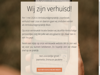 1 2026 beteken bied bloei content daarom dezelfd e.o elkar emma fris gan gewend groet hopelijk jacobin jasj jeannet jou jullie kijkj kleinschal klik lis lisserbroek locatie main mei nem nieuw onz per person praktijk sindsdien skip snel to verder verhuisd verloskundigenpraktijk vernieuwd vriendelijk we websit wij zien zorg