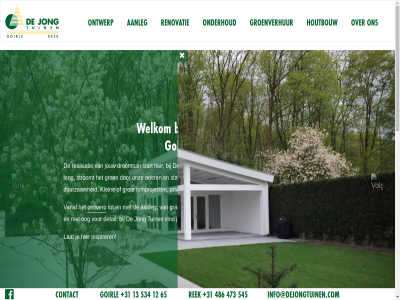 +31 12 13 1944 2 473 486 534 5375 545 65 aanleg ader all basis bedrijfstuin beplant beregen bergstrat bestrat bezinn bijzonder bladerdak bom contact detail drie droomtuin duurzam een elektra en expertis familiebedrijf garant generaties goirl gras groen groenverhur grot hom houtbouw huiselijk info@dejongtuinen.com informatie inspirer jong jouw kk klein kleurrijk kwaliteit landelijk lang lat mak markt modern omgev onderhoud onderhoudsarm ontwerp onz oog passend plek priv realisatie rek renovatie rustig sind stan start stroomt terug thuis tuin tuinproject vanaf vind welkom wij